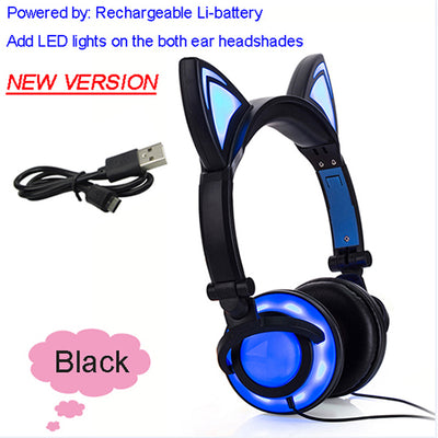 Glowing Cat Ear Headphones Gaming Headset